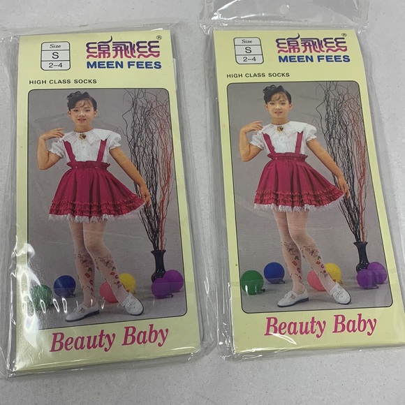 Sz S (2-4) WHITE High Class Socks tights stockings new solid white - Picture 5 of 17